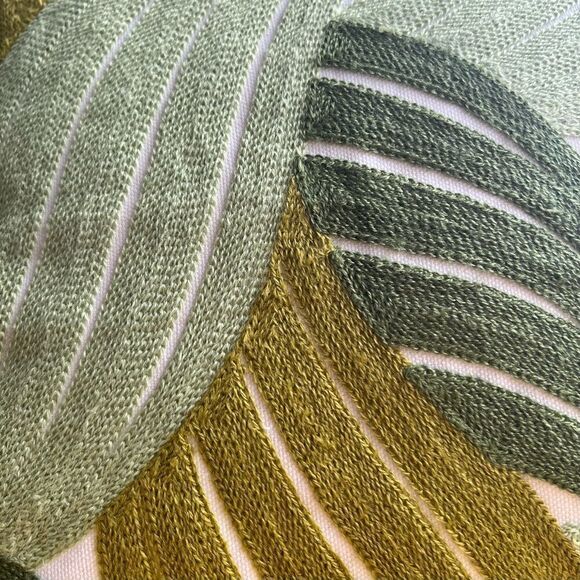 TWO Embroidered Tri Colored Green Botanical Throw Pillow Covers - Picture 3 of 5